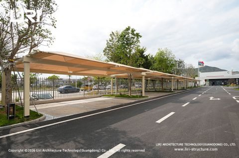 long span carport tent parking row