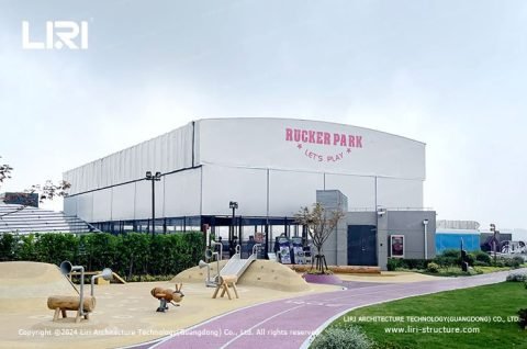 Basketball court roof electric push pull shed