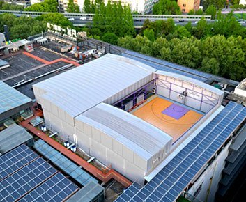 Retractable Roof Cover System for Rooftop Basketball Courts