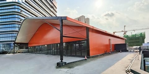 Temporary tent structure for sports event