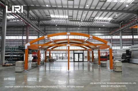 Elegant wooden frame tent for outdoor event