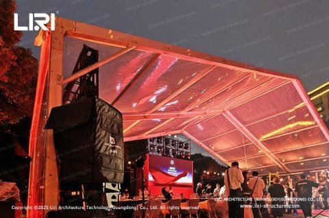 Clear tent showcasing concept car