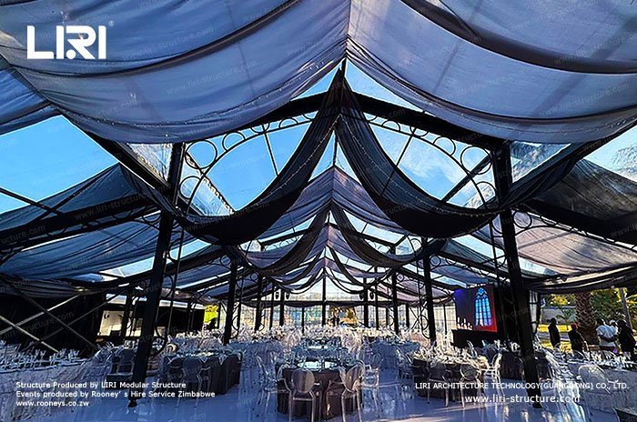 Elegant atrium tent design combining classic and modern style Elegant atrium tent design combining classic and modern style