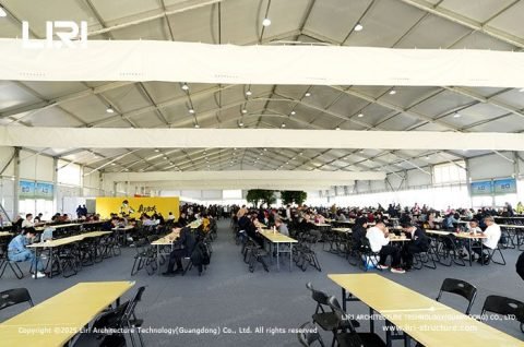 Glass wall dining tent for public and VIP areas at the AERO Asia airshow