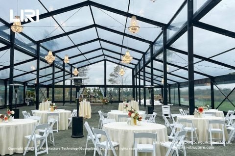 PVC transparent roof providing waterproof and bright dining space