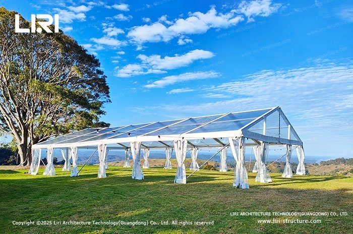 Standardized installation of celebration event tents