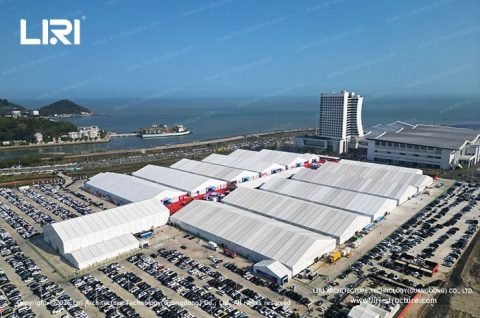 Aluminum Frame Fashion Fair Tent aerial exhibition overview