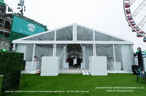 Clear Span Tent for Cj Hendry Flower Market entrance flower market facade