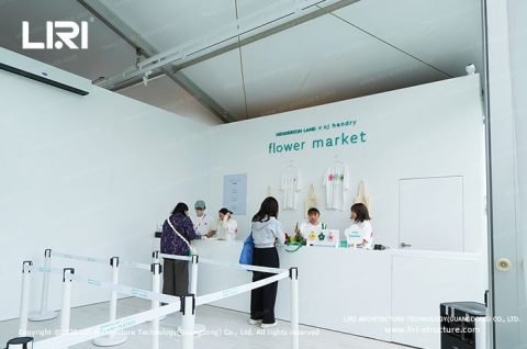 Clear Span Tent for Cj Hendry Flower Market immersive exhibition interior