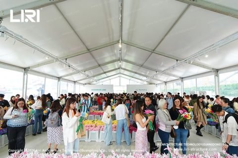 Clear Span Tent for Cj Hendry Flower Market interior circulation space