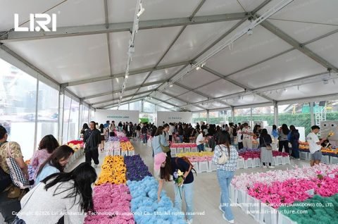 Clear Span Tent for Cj Hendry Flower Market interior display layout