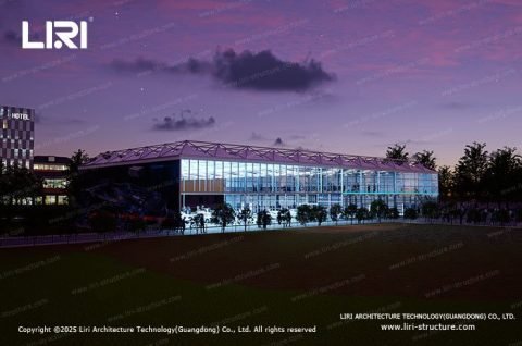Pyramid Structure for Exhibition Hall aerial venue overview
