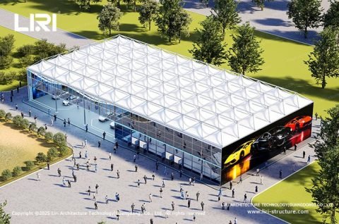 Pyramid Structure for Exhibition Hall interior venue layout