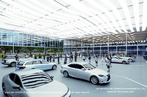 Pyramid Structure for Exhibition Hall large span installation view