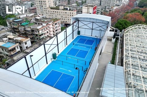 Retractable Roof for Pickleball Courts modular sports shelter layout