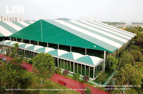 Modular sports hall gable roof and sidewall exterior