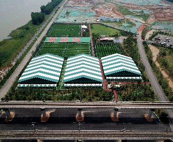 Modular sports hall indoor football site aerial cover