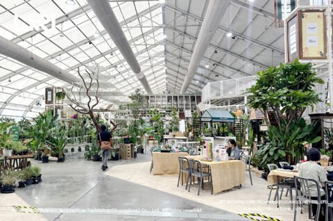 SAMA Garden wide interior under curved roof structure
