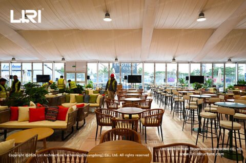 Formula E VIP dining area inside event structure