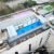 Rooftop pickleball court with retractable roof shown from above