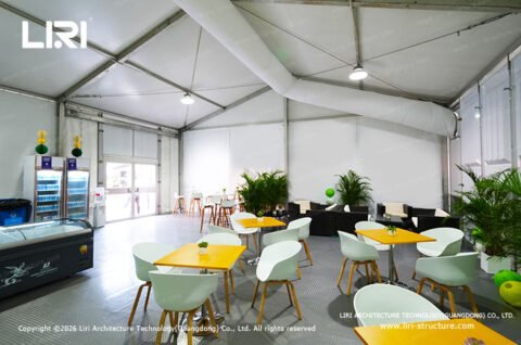 Sanya E-Prix catering lounge inside frame tent