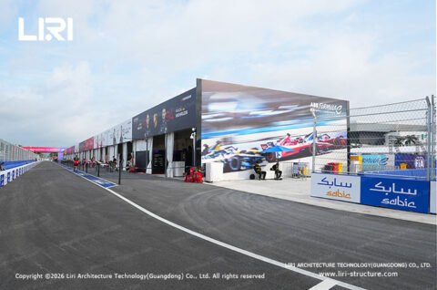 Sanya E-Prix trackside team garage structures